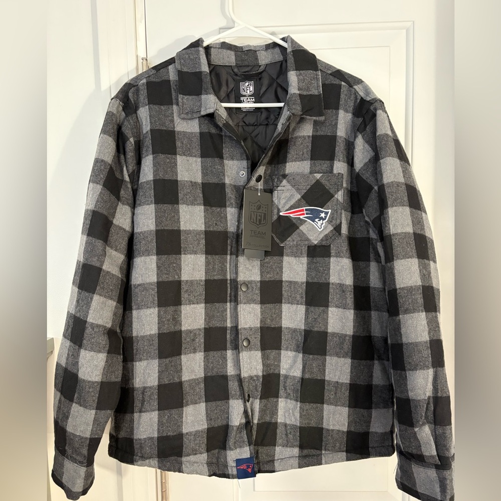 NFL Black and Gray Plaid Patriots Jacket